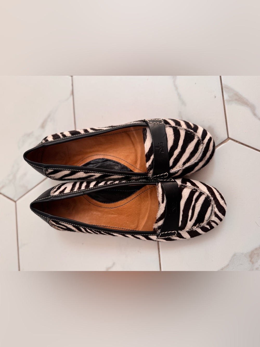 Michael Toschi Women's Pony Hair Zebra Print Loafers Black & White Made in Italy